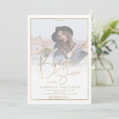 Vrijgezellenfeest gouden rand voor kalligrafie kaart (Staand voorkant)