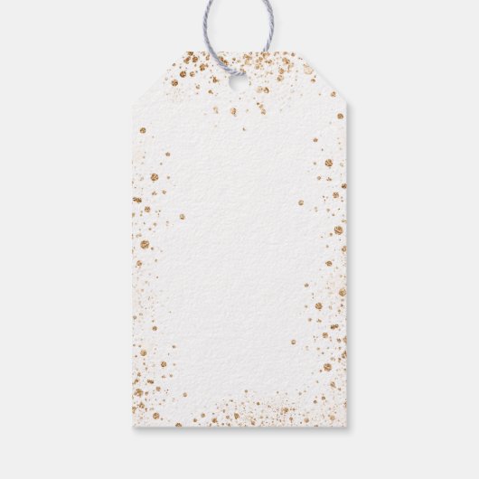 Vrijgezellenfeest gouden witte glitter ballon beda cadeaulabel (Achterkant)