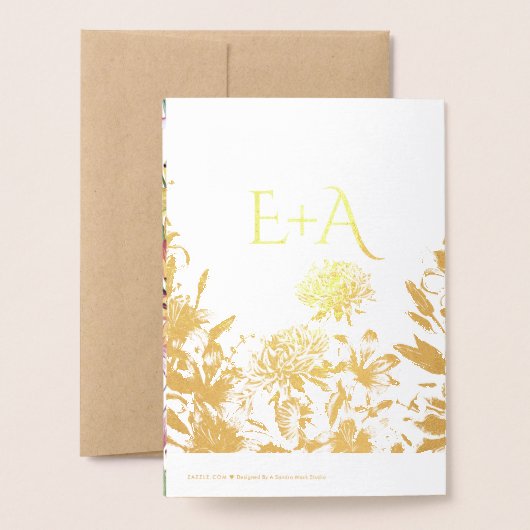 Vrijgezellenfeest Goudfolie en Bloemen Folie Kaarten (Met envelop)