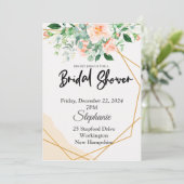 Vrijgezellenfeest, goudlijst, pingbloemen kaart (Staand voorkant)