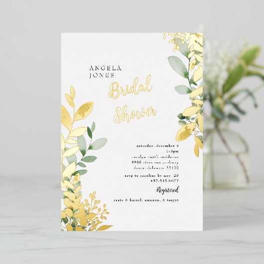 Vrijgezellenfeest goudolie Waterverf olievlek Folie Uitnodiging (Staand Voorkant)