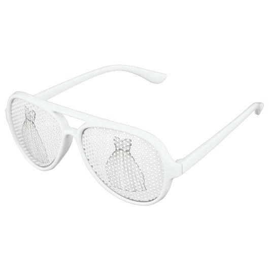 Vrijgezellenfeest Gown Bride White Wedding Dress S Aviator Zonnebril (Gekanteld)