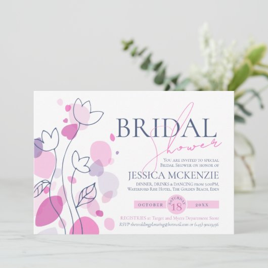 Vrijgezellenfeest Graphic Modern bloemblaadjes Kaart (Staand voorkant)