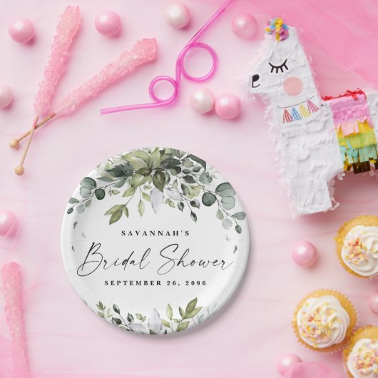 Vrijgezellenfeest Greenery Elegant Eucalyptus Boho Papieren Bordje (Feest)