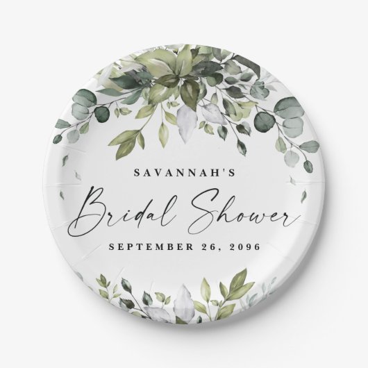 Vrijgezellenfeest Greenery Elegant Eucalyptus Boho Papieren Bordje (Voorkant)