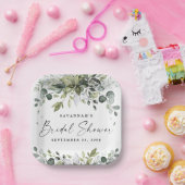 Vrijgezellenfeest Greenery Elegant Waterverf Bohem Papieren Bordje (Feest)