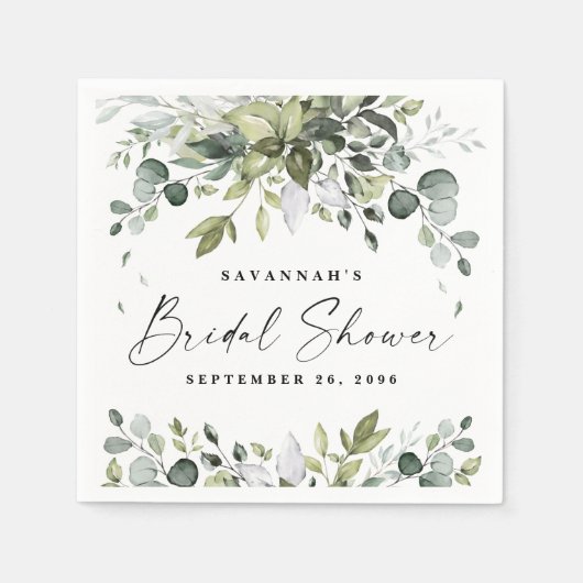 Vrijgezellenfeest Greenery Elegant Waterverf Bohem Servet (Voorkant)