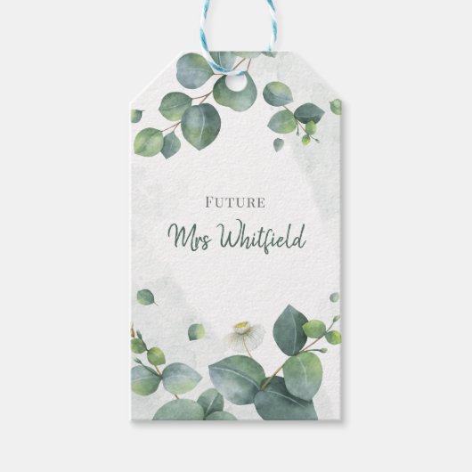 Vrijgezellenfeest Greenery Eucalyptus Future Mrs. Cadeaulabel (Voorkant)