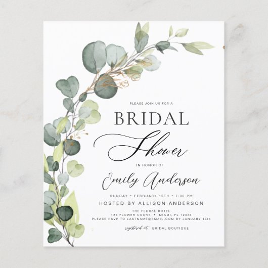 Vrijgezellenfeest Greenery Eucalyptus Invitation Flyer (Voorkant)