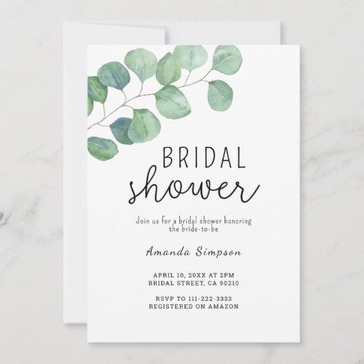 Vrijgezellenfeest Greenery Eucalyptus Kaart (Voorkant)