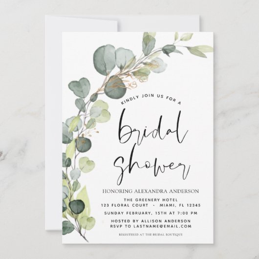 Vrijgezellenfeest Greenery Eucalyptus Succulent In Kaart (Voorkant)