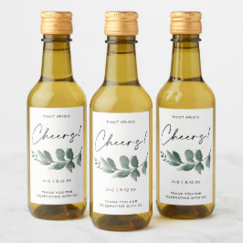 Vrijgezellenfeest Greenery minimalistisch handschr Wijn Etiket