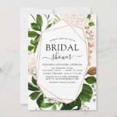 Vrijgezellenfeest Greenery Roos Gold Geometric Kaart (Voorkant)