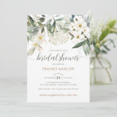 Vrijgezellenfeest Greenery White Floral Waterverf Kaart (Staand voorkant)