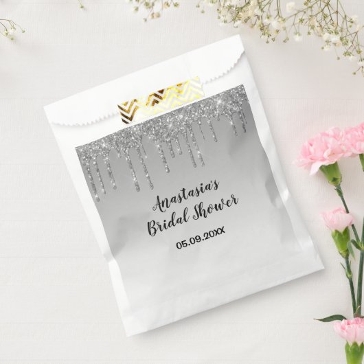 Vrijgezellenfeest grijs- en zilverglitterschijven bedankzakje (Gezegeld)