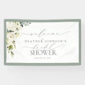 Vrijgezellenfeest Grijze Groene Waterverf Floral W Spandoek (Horizontaal)