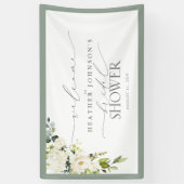 Vrijgezellenfeest Grijze Groene Waterverf Floral W Spandoek (Verticaal)