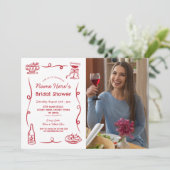 Vrijgezellenfeest grillige hand getrokken foto kaart (Staand voorkant)