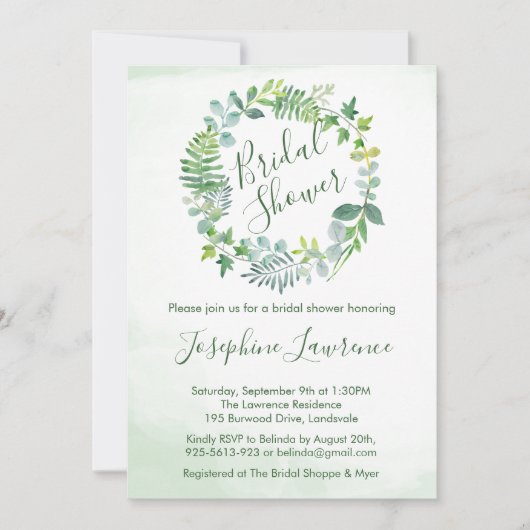 Vrijgezellenfeest groen bladeren Waterverf Kaart (Voorkant)