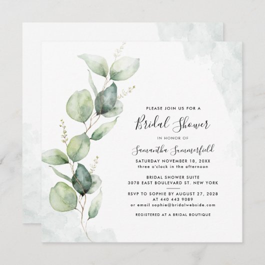 Vrijgezellenfeest groen eucalyptus blos kaart (Voorkant / Achterkant)