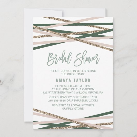 Vrijgezellenfeest Groene en Blush Streamers Kaart (Voorkant)