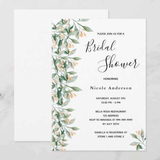 Vrijgezellenfeest groene gouden botanische witte g kaart (Voorkant / Achterkant)