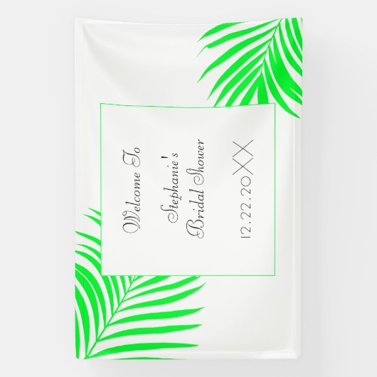 Vrijgezellenfeest groene palmboom verlaat kunstbru spandoek (Verticaal)