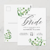 VRIJGEZELLENFEEST | Groene Waterverf Floral Briefk Briefkaart (Voorkant / Achterkant)