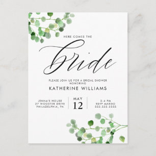 VRIJGEZELLENFEEST Groene Waterverf Floral Briefk Briefkaart