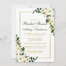 Vrijgezellenfeest groene Waterverf Floral Gold Inv