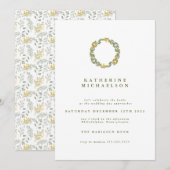 VRIJGEZELLENFEEST | Groene Waterverf Wreath Kaart (Voorkant / Achterkant)