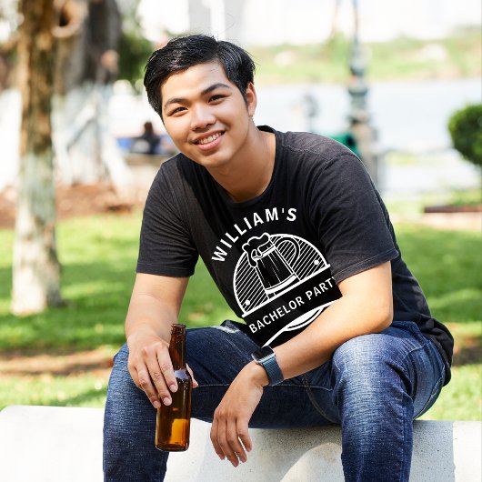 Vrijgezellenfeest Groom Zwart en Wit Bier T-shirt
