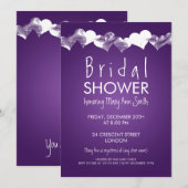 Vrijgezellenfeest Grunge Hearts Paars Kaart (Voorkant / Achterkant)