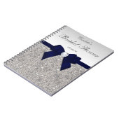 vrijgezellenfeest Guestbook Faux Sequins Navy Bow Notitieboek (Linkerzijde)