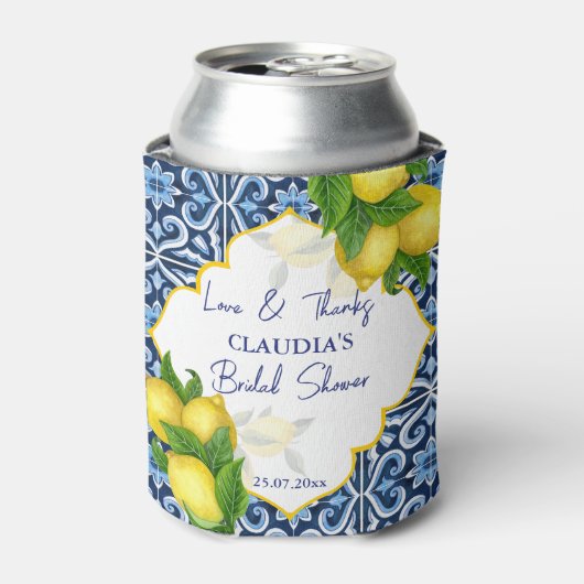 Vrijgezellenfeest gunt cadeautjes blauwe tegels ci blikjeskoeler (Blikje Voorkant)