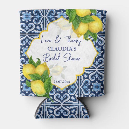 Vrijgezellenfeest gunt cadeautjes blauwe tegels ci blikjeskoeler (Voorkant)