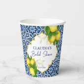 Vrijgezellenfeest gunt cadeautjes blauwe tegels ci papieren bekers (Achterkant)