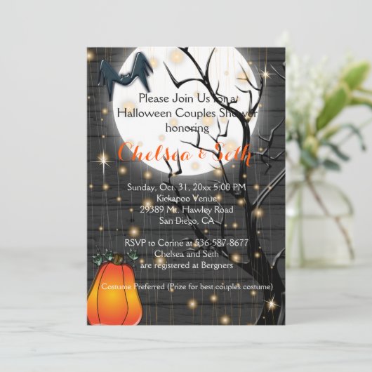 Vrijgezellenfeest Halloween Couple - Uitnodiging (Staand voorkant)