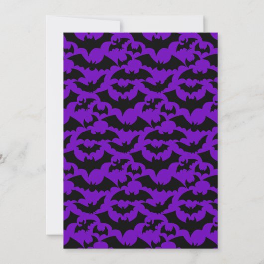 VRIJGEZELLENFEEST | Halloween Paars Bat Pattern Kaart (Achterkant)