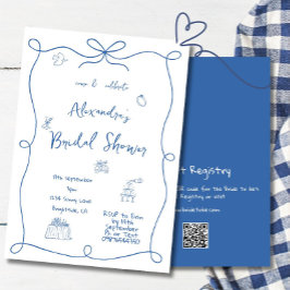 Vrijgezellenfeest Hand getekend Frans Blauw Whimsi Kaart