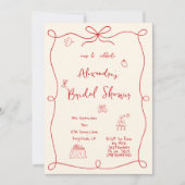 Vrijgezellenfeest Hand getekend rood grillig Kaart (Voorkant)