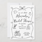 Vrijgezellenfeest Hand getekend zwart wit grillig Kaart (Voorkant)