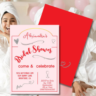 Vrijgezellenfeest handgeschreven rood roze hart kaart