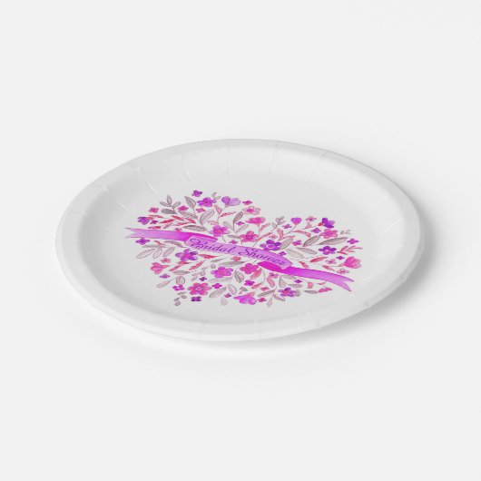 Vrijgezellenfeest hartbloem borden van kunstpapier papieren bordje (Gekanteld)