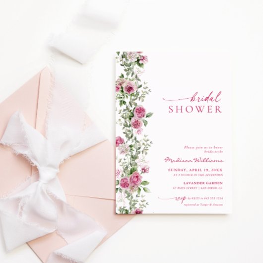 Vrijgezellenfeest Heet Roze Botanische Bloemen Kaart