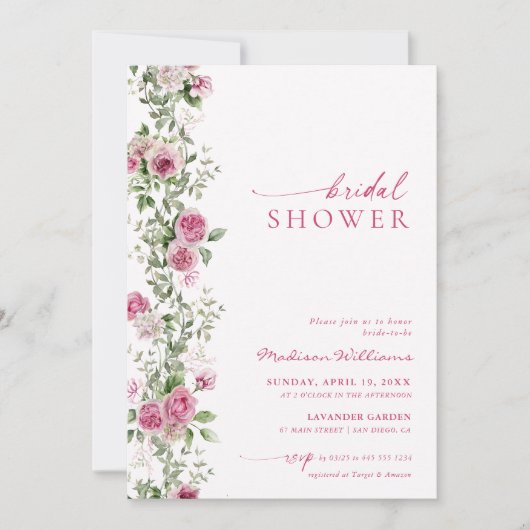 Vrijgezellenfeest Heet Roze Botanische Bloemen Kaart (Voorkant)