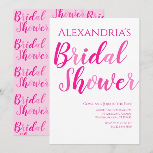 Vrijgezellenfeest Heet Roze Modern Party Kaart (Voorkant / Achterkant)