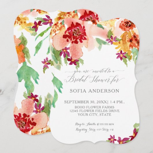 Vrijgezellenfeest Herfst Bloemen Moderne Waterver Kaart (Voorkant / Achterkant)