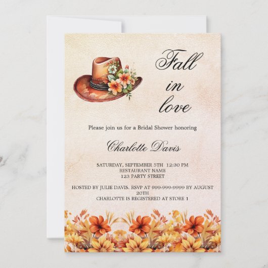 Vrijgezellenfeest herfst in liefde bloemetjes cowg kaart (Voorkant)