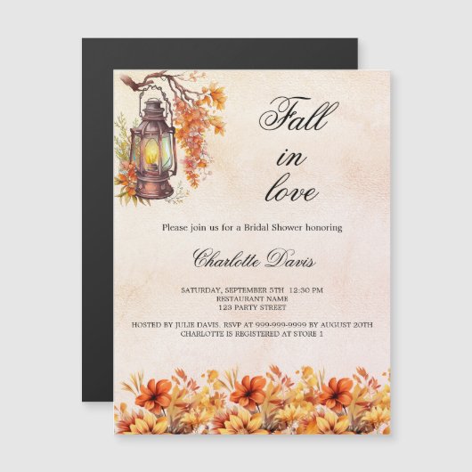 Vrijgezellenfeest herfst in liefde bloemetjes sina magnetische uitnodiging (Voorkant / Achterkant)